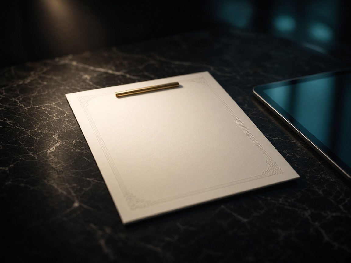 Certificate folder in warm light